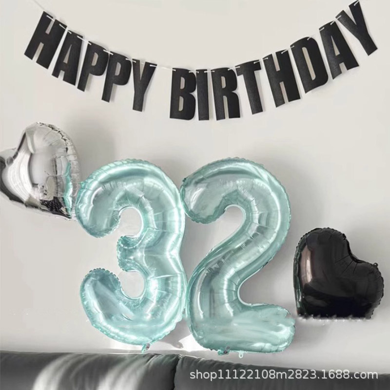 32-inch jelly crystal blue birthday number balloon arrangement scene decoration Little Red Book atmosphere photo props