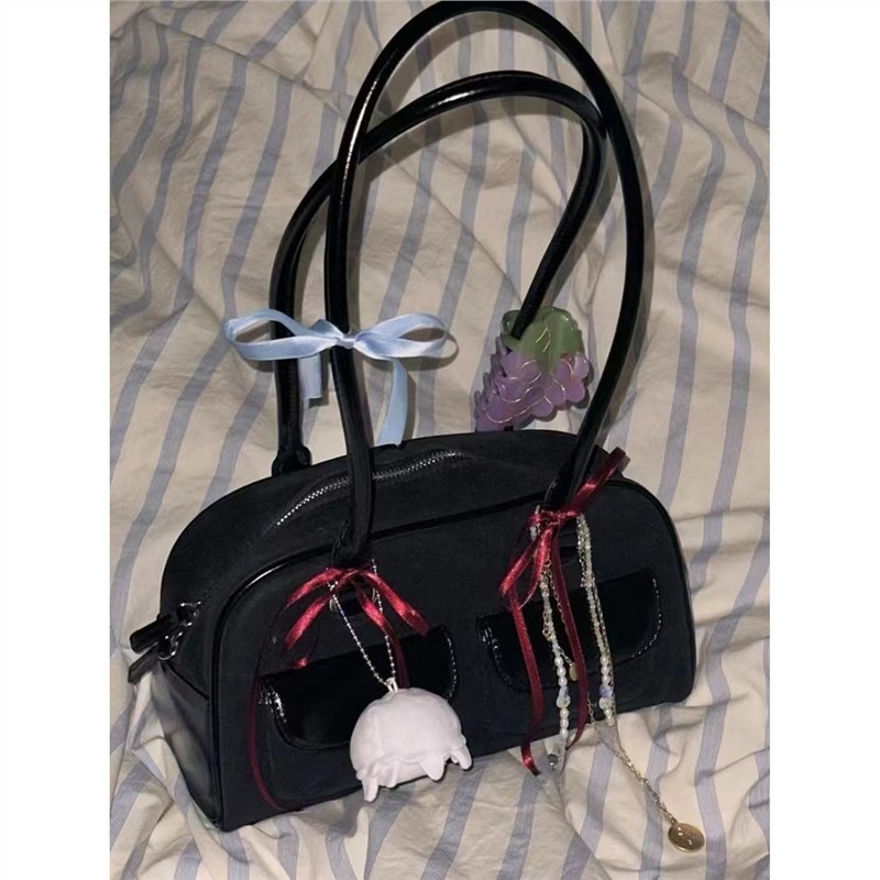 Korean ins blogger Yunzhen's same style bowling bag multi-pocket casual armpit bag niche design commuter bag new
