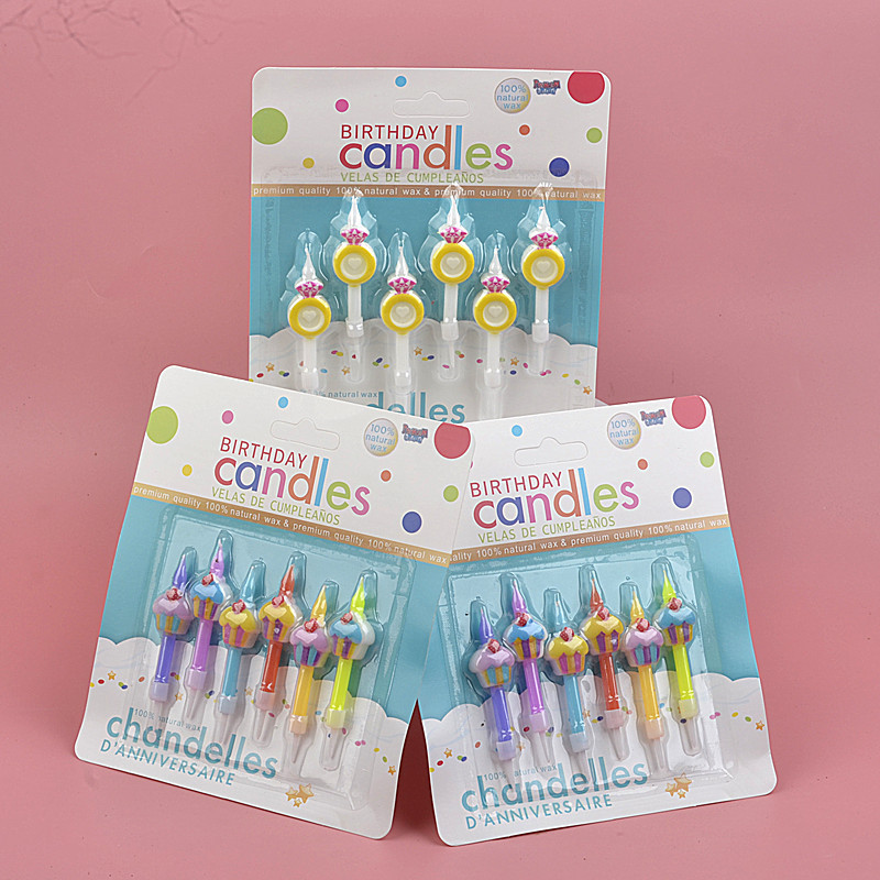 Birthday cake candle color straight pole painted love cake love diamond ring candle baking dessert decoration wish