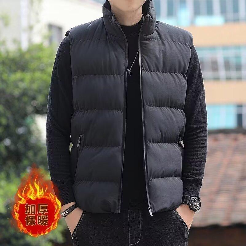 Large size stand collar cotton coat vest for men winter outer wear cotton coat vest warm vest jacket