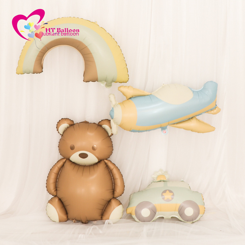 New matte balloon bear matte police car matte airplane matte rainbow birthday decoration arrangement balloon wholesale