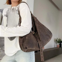 Cross-border exclusive Korean large-capacity new washed and distressed Y2K motorcycle bag shoulder crossbody handbag