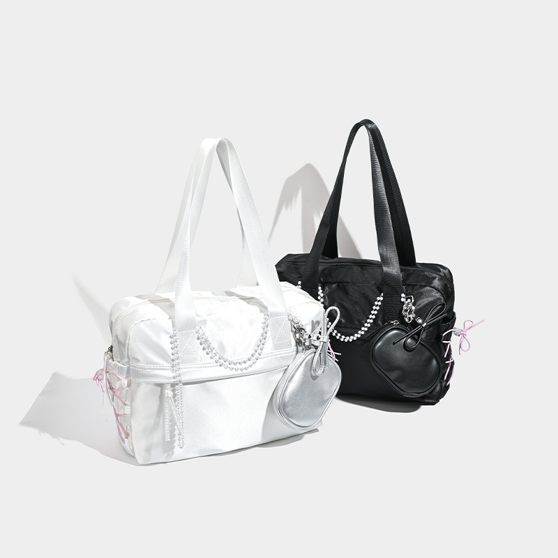 Korean niche large-capacity outdoor versatile bag 2024 summer new style student class commuting tote bag shoulder bag
