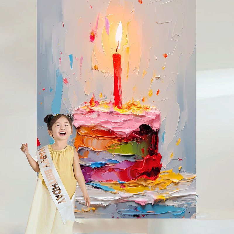 Boys and girls birthday scene decoration 2, 3, 4 years old, 5 babies, 6 children cake background wall hanging cloth banner