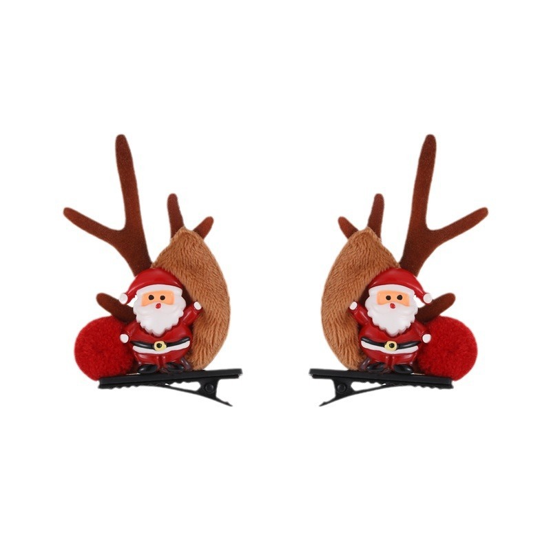 Christmas deer antler hairpin New Year's hairpin new European and American sweet and cute cross-border deer antler duckbill hairpin hair ornaments
