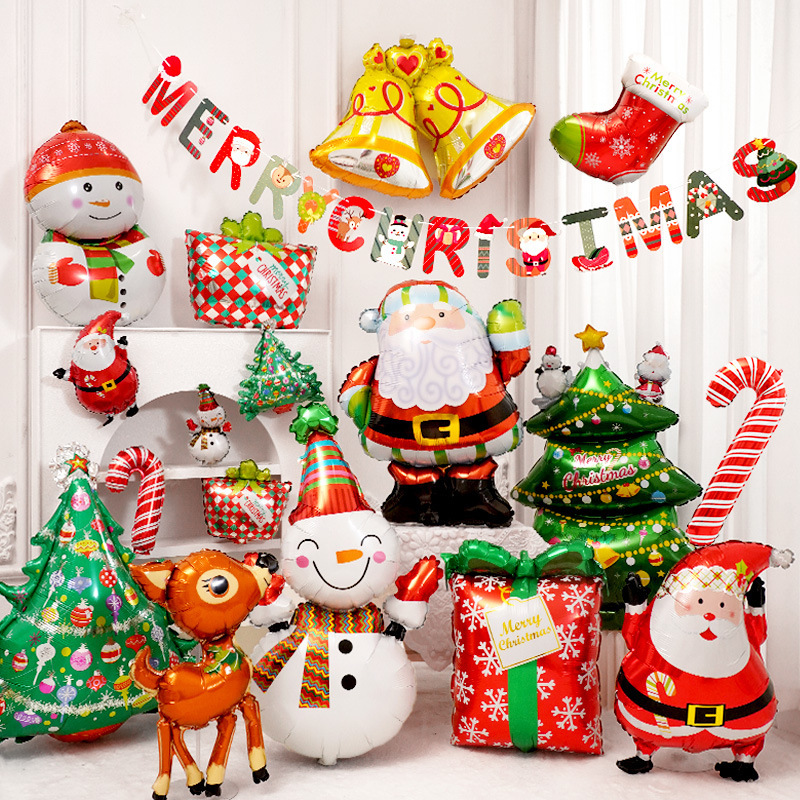 Cross-border Christmas balloon cartoon special-shaped aluminum film balloon Santa Claus scene layout Christmas Eve decoration supplies