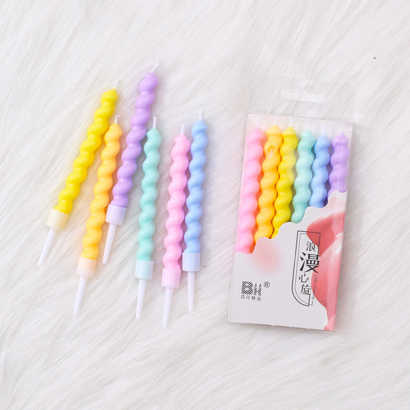 Internet celebrity ins colorful spiral candles children's birthday candles Internet celebrity romantic party candy color boxed candles