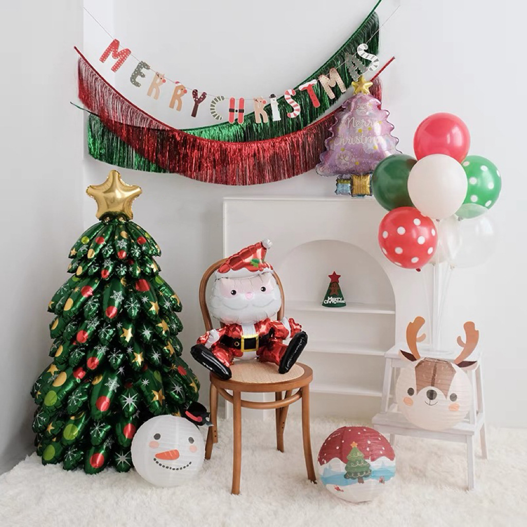 Cross-border oversized Christmas tree aluminum film balloons Christmas Eve shopping mall window decoration props aluminum foil balloons