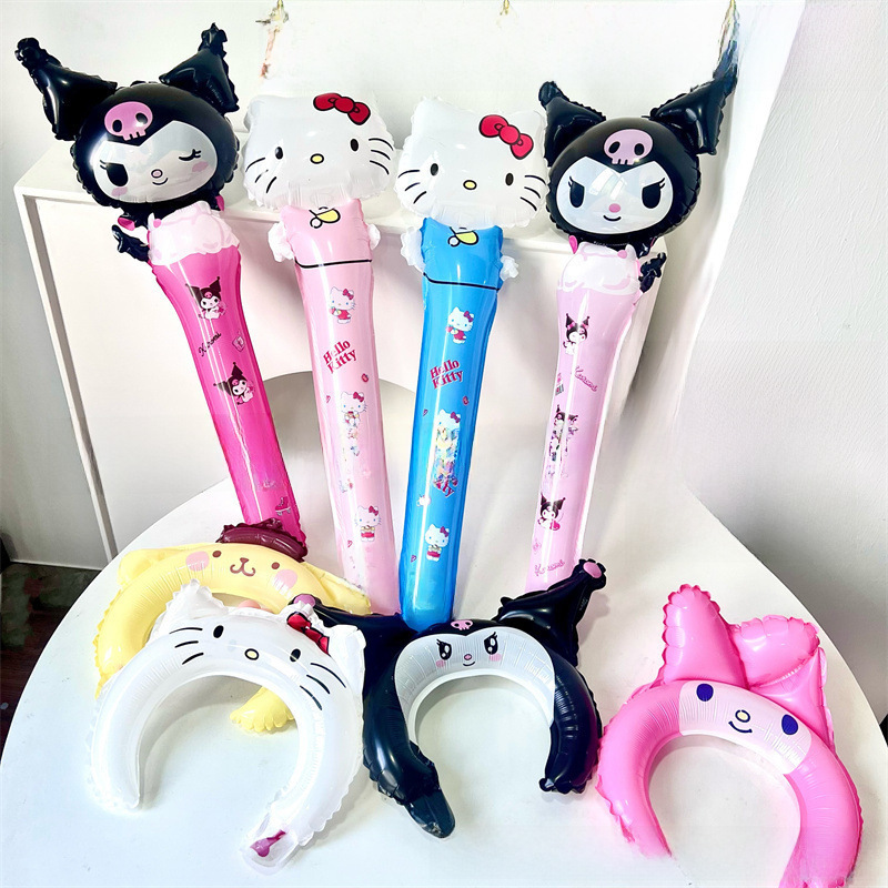 Ins style Internet celebrity Sanrio Kuromi baton KT cat headband aluminum film balloon stall night market birthday hand stick