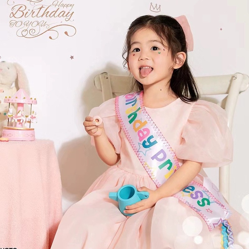 Xiaohongshu same ins color birthday etiquette belt children's tassel shoulder strap ribbon goddess party photo props