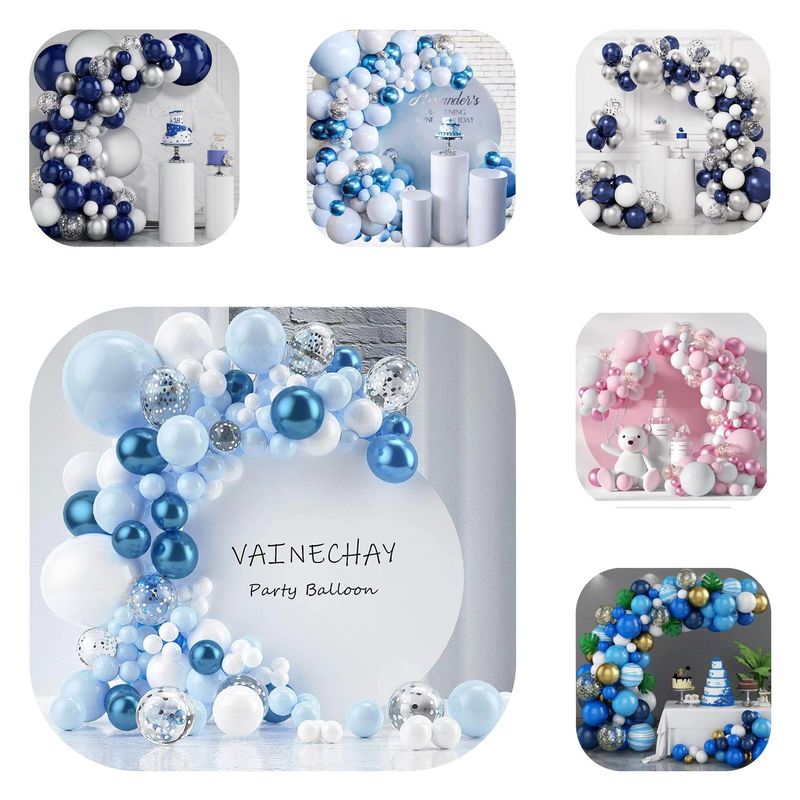 Cross-border blue macaron latex balloons with set birthday decoration party supplies wedding decoration balloon package