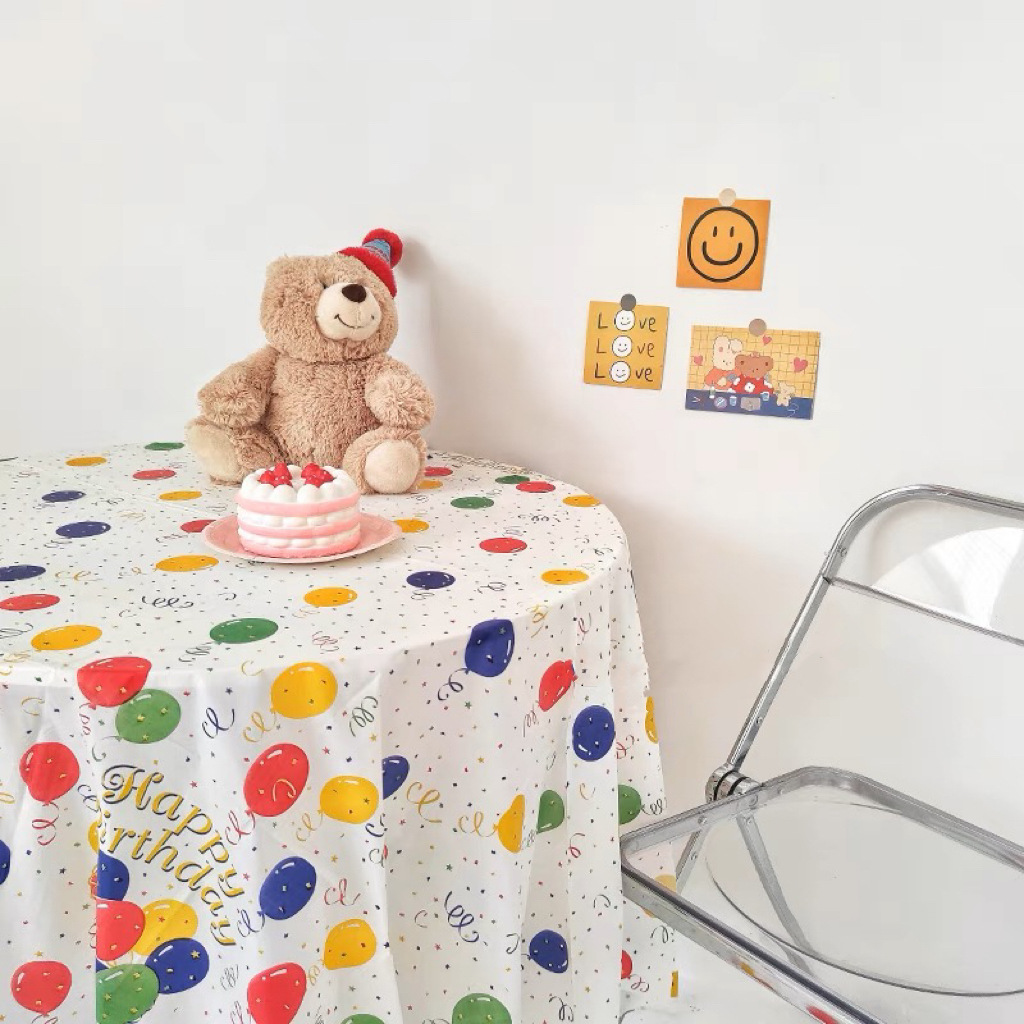 ins colorful balloon disposable plastic tablecloth picnic cloth children's birthday party tablecloth camping photo props