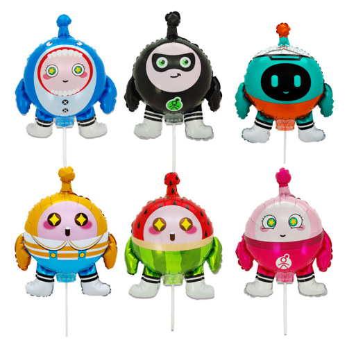 Egg boy party aluminum film balloon mechanical egg boy shark round clip balloon birthday party layout aluminum film balloon