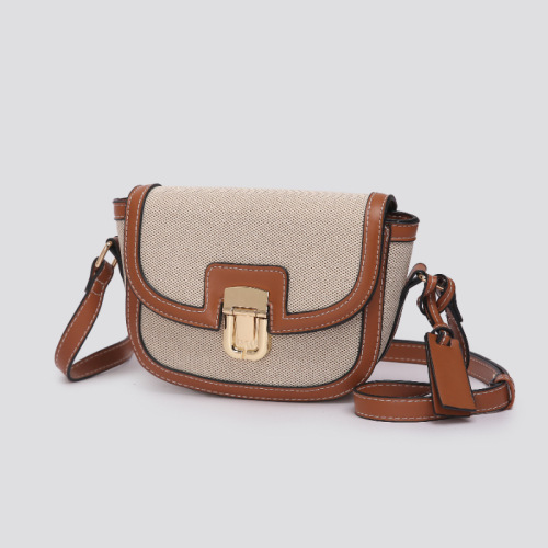 2024 new Korean ins niche contrasting color single shoulder crossbody saddle bag trendy retro versatile underarm bag for girls