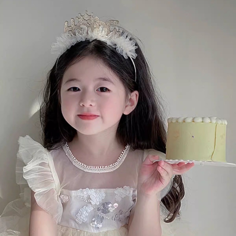 Ins style hair hoop text veil mesh birthday hat cake party scene layout girl internet celebrity photo props