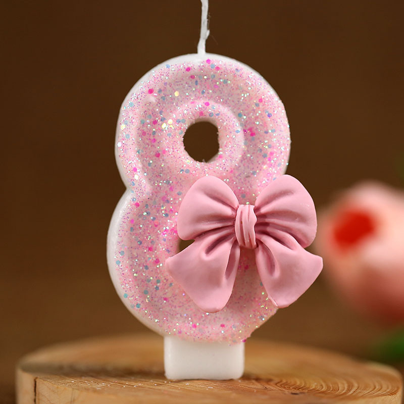Cross-border e-commerce creative digital candle girly pink bow birthday candle Amazon AliExpress exclusive product