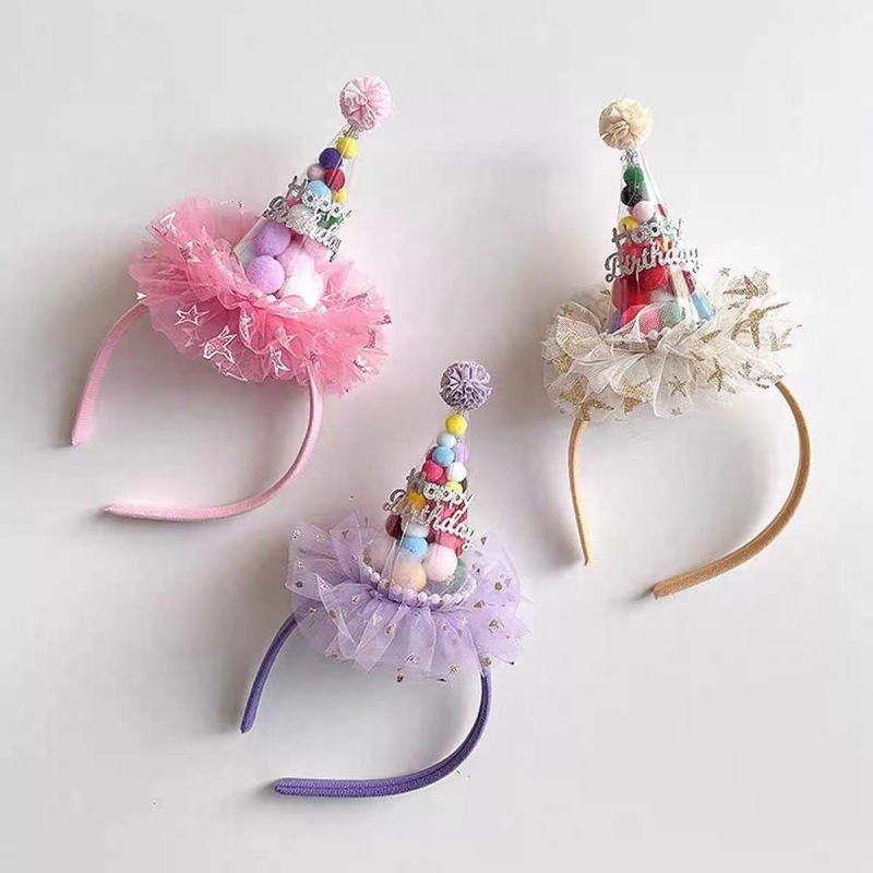 Internet celebrity birthday hat headband mesh cake decoration scene layout girl girl one-year-old princess party headwear