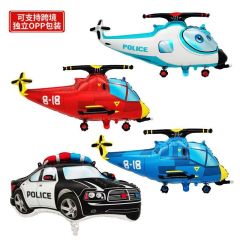 Vehicle aluminum film balloon police car engineering vehicle fire truck baby birthday party party decoration layout aluminum film
