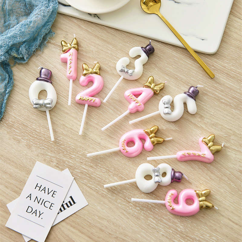 0-9 golden number candle cake decoration plug-in birthday party dessert table baking decoration