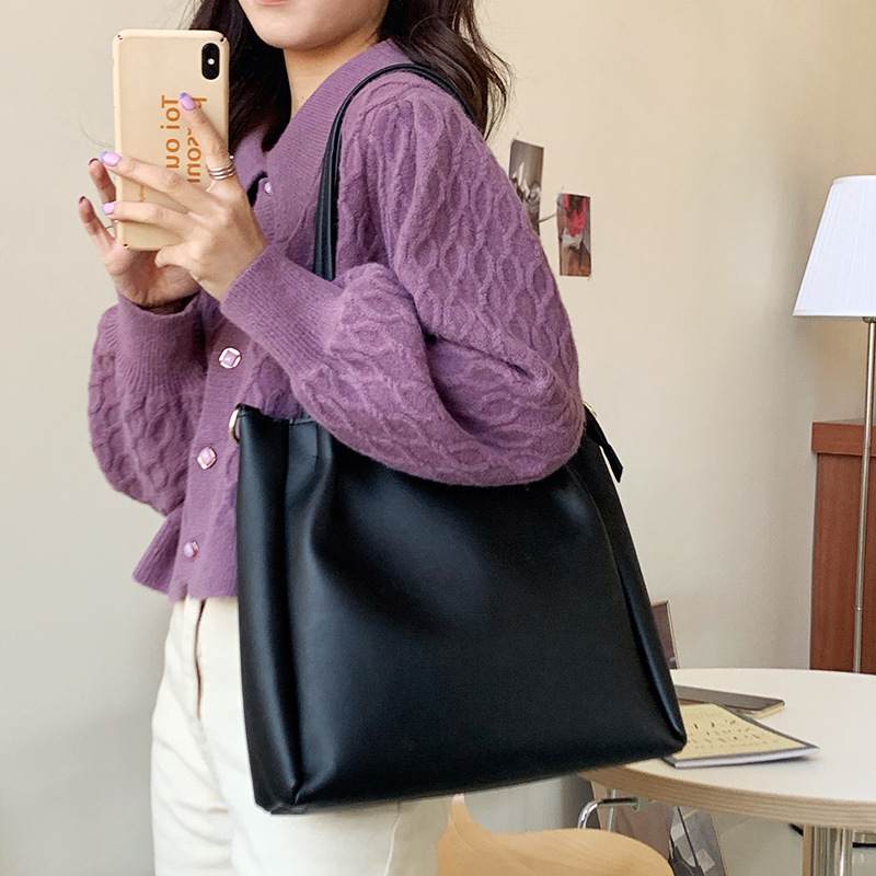 Women's new trendy Korean style daily shoulder bag large capacity simple tote bag student portable crossbody bag