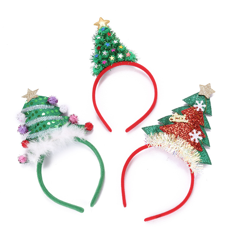 Christmas headdress cute Christmas tree headband photo party hair accessories sequin cartoon headband female new hairpin