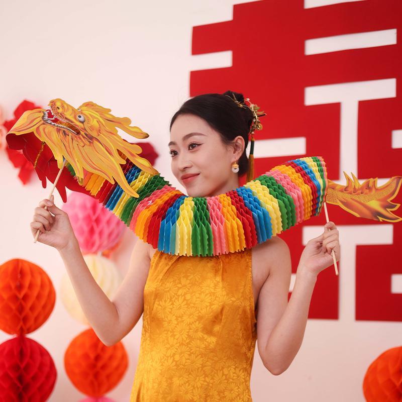 Paper-cut dragon dance finished product Chinese dragon embroidery paper inverted flower Little Red Book same style photo props wholesale handicrafts