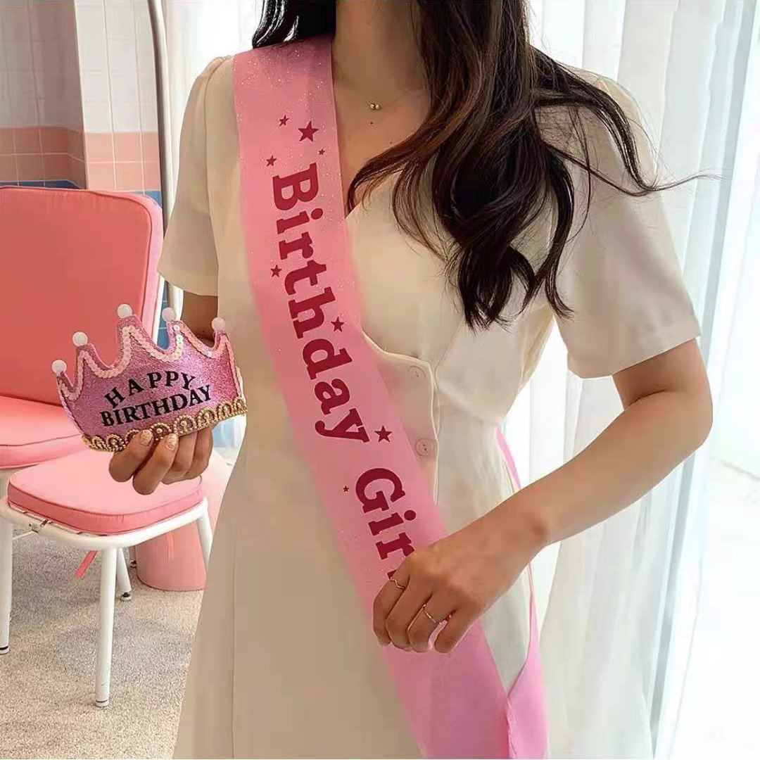 Xiaohongshu ins same style goddess birthday photo props shoulder strap ribbon birthday party atmosphere decoration etiquette belt