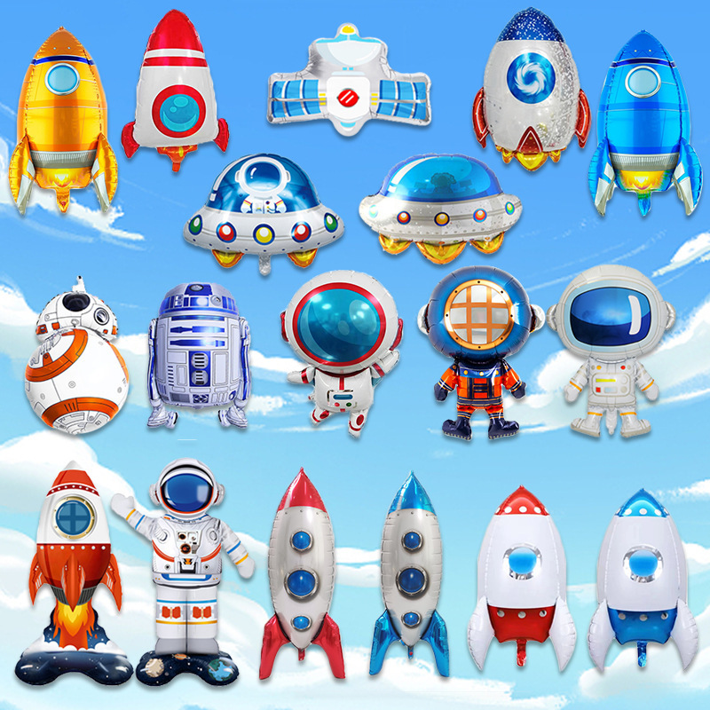 Sci-fi astronaut theme astronaut rocket aluminum film balloon baby birthday party decoration aluminum foil balloon