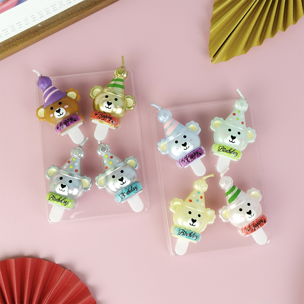 New creative cute birthday candle party hat bear hat bunny cake candle ins children's party wax