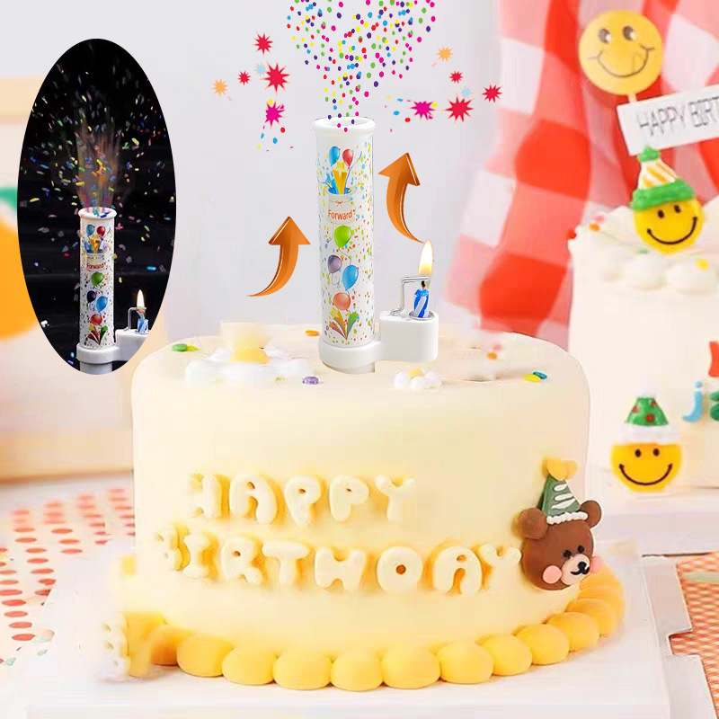 Cross-border new creative automatic spraying colorful candy birthday candle surprise cake candle party supplies wholesale