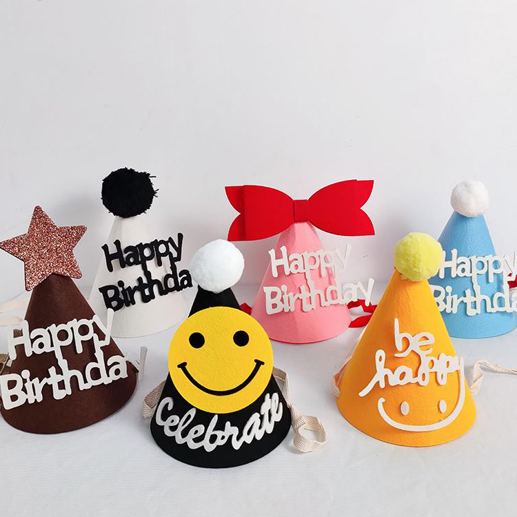 Felt hat children's first birthday non-woven hat party yellow crown decorative hat diy crown props