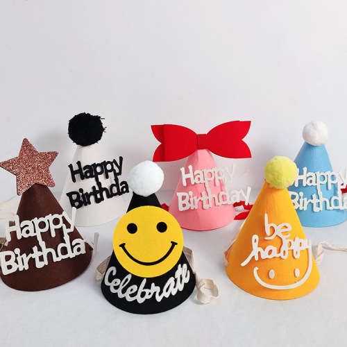 Felt hat children's first birthday non-woven hat party yellow crown decorative hat diy crown props