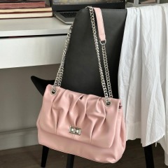 Women's casual chain shoulder bag leisure time pleated underarm order fashion high-end bucket brand shoulder bag niche improved bag