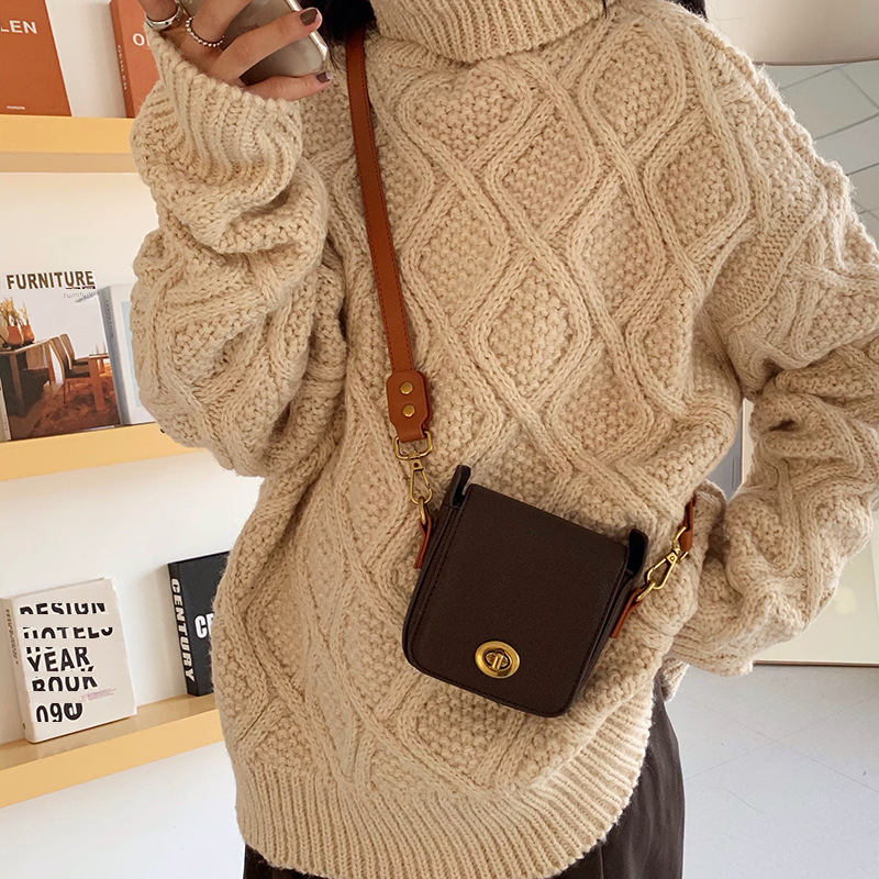 New Korean style casual vintage retro small square bag for autumn and winter mini casual one-shoulder cross-body bag for women