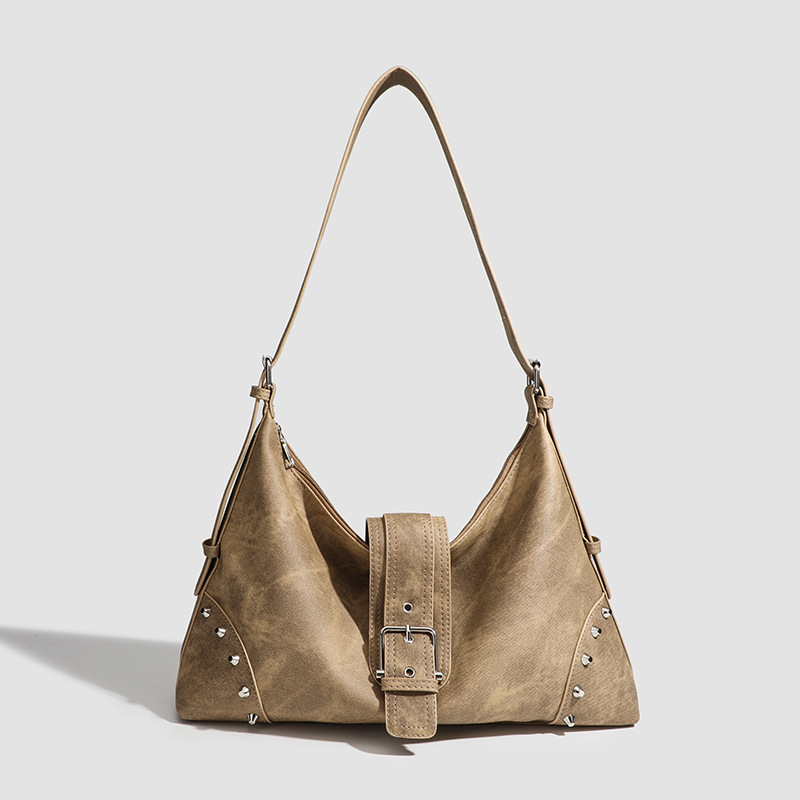 Sweet cool hottie rivet tote bag for women 2024 new retro armpit bag large capacity handbag single shoulder crossbody bag