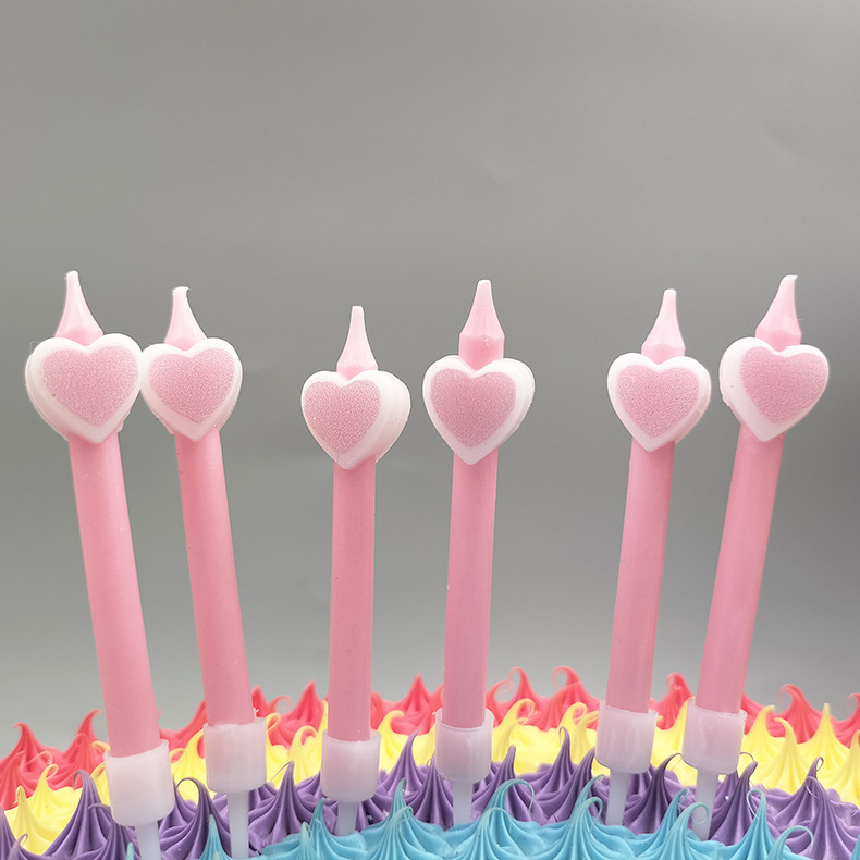 Creative short-stem light birthday cake decoration candle ornaments red pink cartoon love candle with base