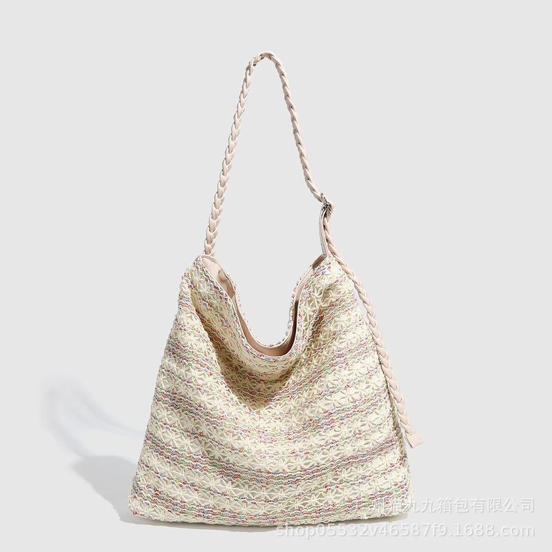 2024 rainbow bag tote bag high-end large-capacity woven portable niche design vacation bag single shoulder diagonal