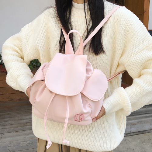 Korean niche literary drawstring flip backpack Huurei camp small backpack travel lightweight bag student school bag