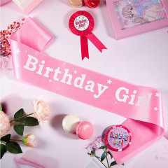 Factory direct sales birthday badge shoulder strap set rose red birthday girl etiquette belt badge set