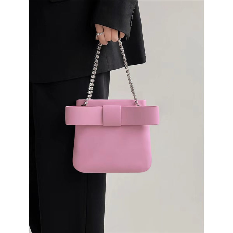 High-end girly bow tote bag niche French chain bag women's bag 2024 new single shoulder crossbody bag