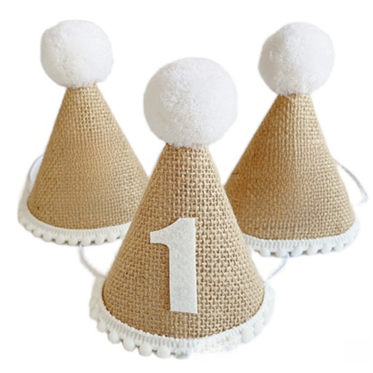 Cross-border ins forest birthday hat Xiaohongshu birthday hat children's first birthday decoration Internet celebrity linen birthday hat