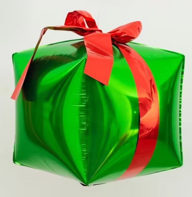 22-inch 4D Christmas gift box aluminum film balloon red green ribbon gift box birthday large balloon Christmas decoration