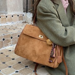 Retro Frosted Tote Bag Women's Large Capacity Commuting Underarm Bag Autumn and Winter High-Quality Versatile Crossbody Shoulder Kelly Bag