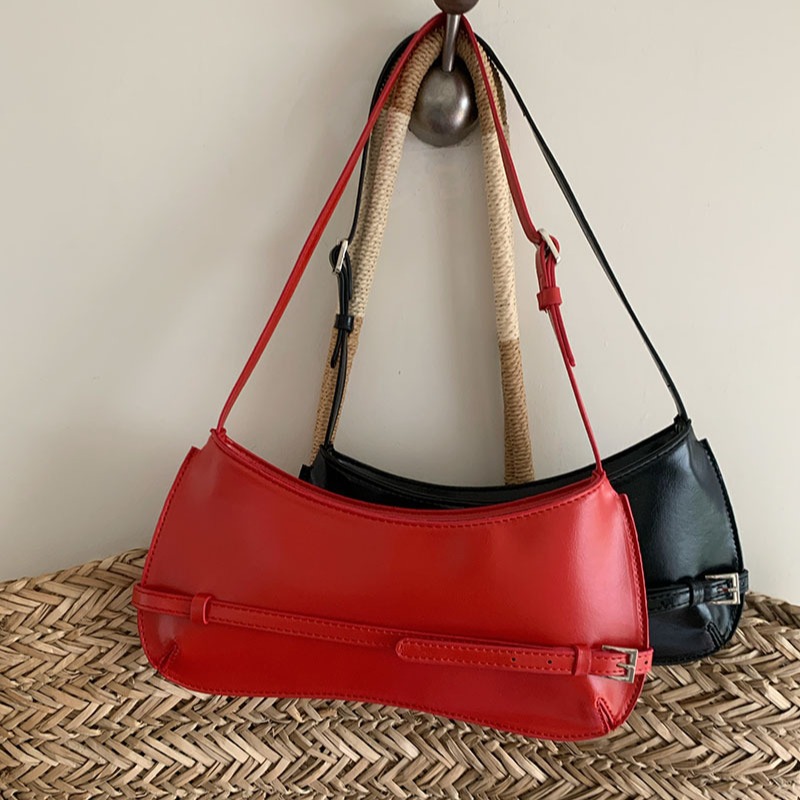 French niche bag 2024 new fashion shoulder bag retro baguette bag high-end armpit bag red wedding bag