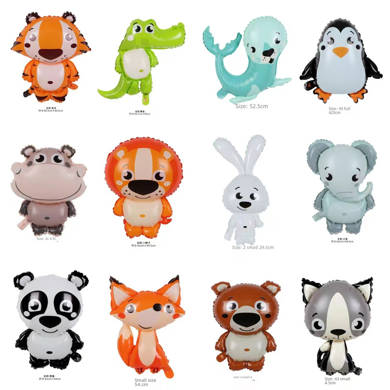 New style cartoon animal aluminum foil balloon lion elephant panda crocodile fox penguin party decoration balloon