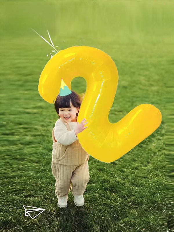 New ins style 40-inch yellow digital balloon imitation beauty slim version aluminum film balloon birthday party decoration