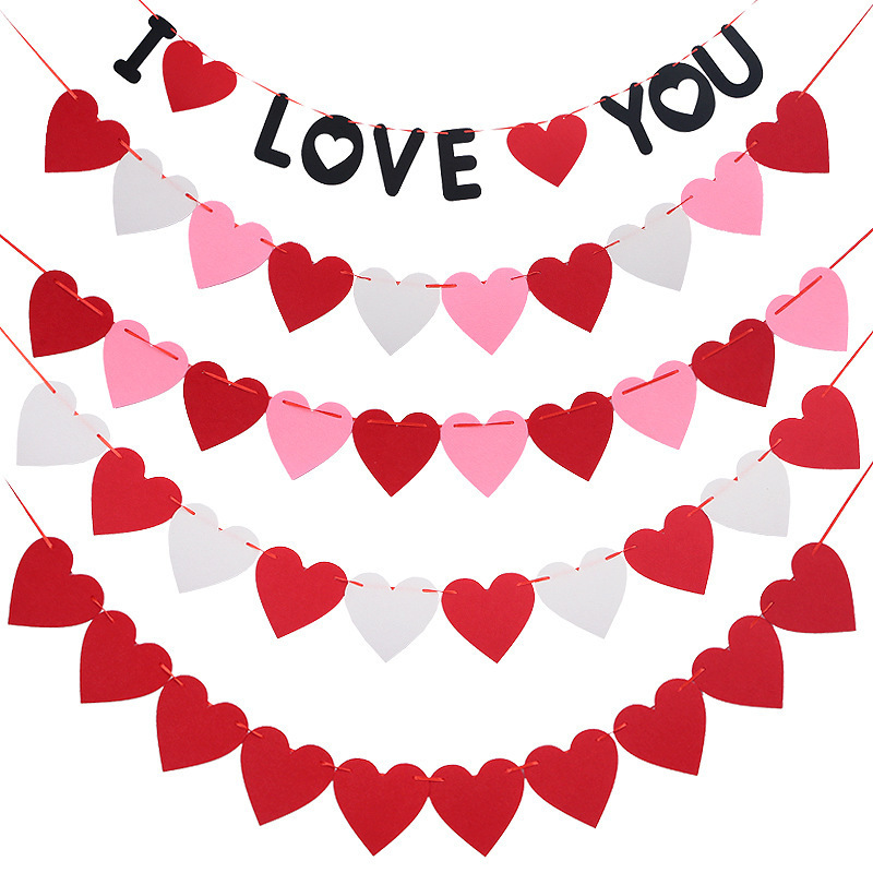 Felt I LOVE YOU Love Flag 520 Valentine's Day Proposal Confession Decoration Mall Store Holiday Decoration