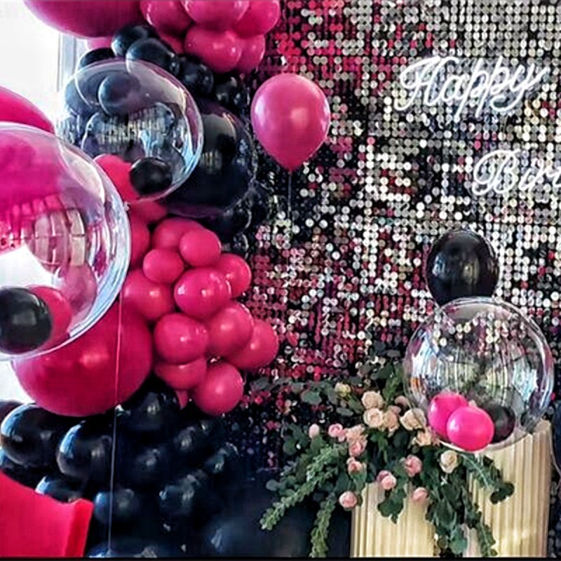 Rose pink and black balloons girls birthday party layout proposal confession goddess day decoration props tail ball