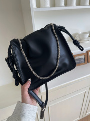 Niche design bag commuting new fashion high-end pleated versatile autumn and winter ins single shoulder crossbody bag