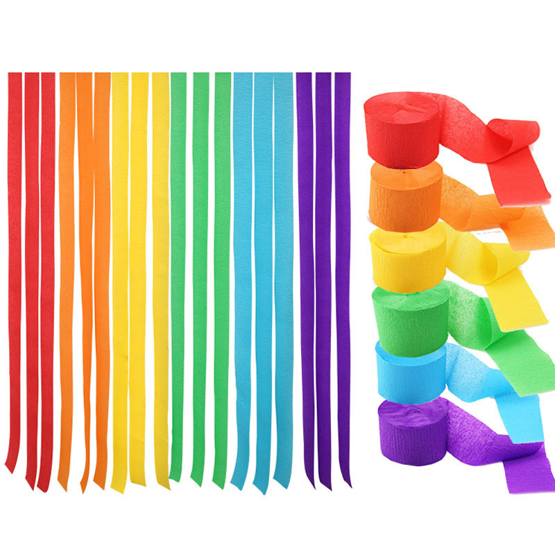 Colorful crepe paper set raffia paper roll ribbon birthday background wall decoration children's party decoration living room bedroom